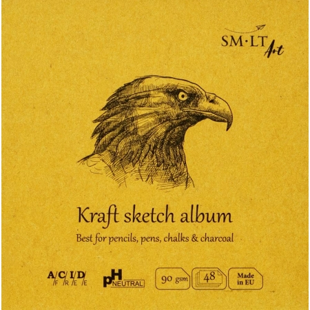 Caiet desen SM.LT Layflat Sketch Kraft  Album 14 x 14 cm.