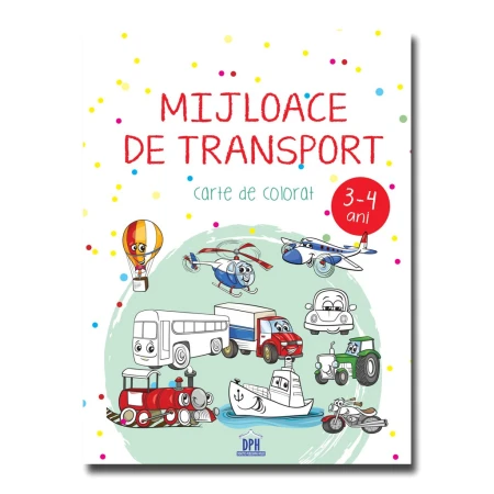 Carti de colorat pentru copii - Mijloace transport 3-4 ani