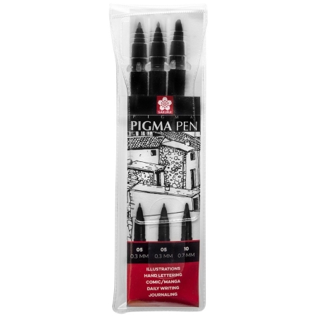 Set 3 markere Sakura Pigma Professional Pen Black