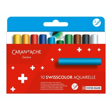 Set creioane cerate Caran d Ache Swisscolor Aquarelle 10