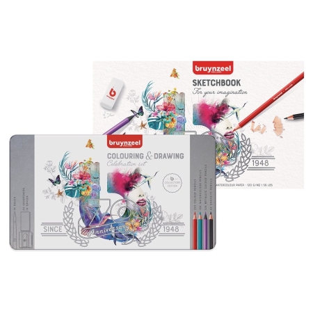 Set creioane colorate Celebration Tin + Paper Pad