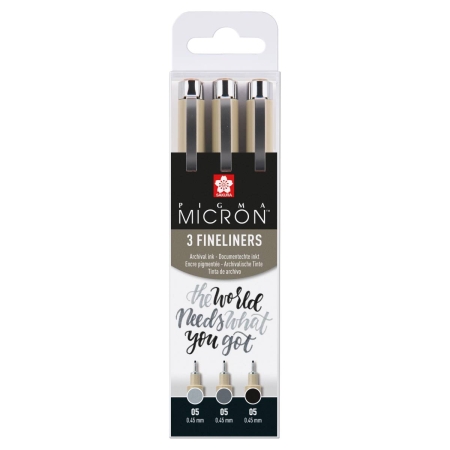 Set linere Sakura Pigma Micron 05 Fineliner 3grey + Black