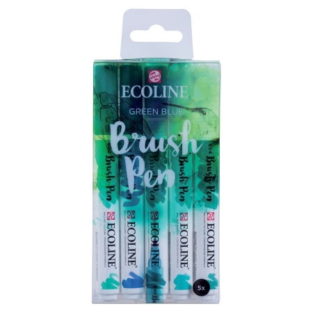 Set markere Ecoline Brushpen x 5 Green Blue