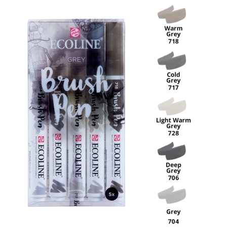 Set markere Ecoline Brushpen x 5 Grey