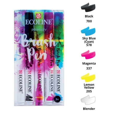 Set markere Ecoline Brushpen x 5 Primary