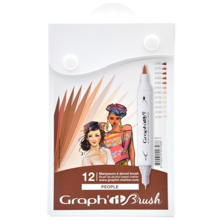 Set markere tip pensulagraphit marker 12 - People